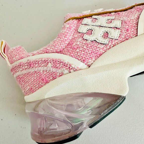 NEW TORY BURCH TWEED AND LEATHER PINK BARBIE BARBIECORE SNEAKERS - Picture 6 of 10